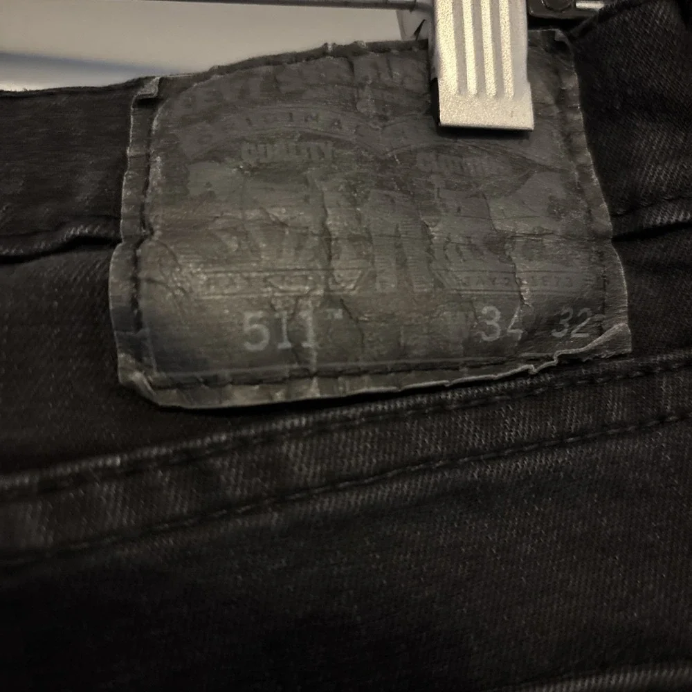 LEVI'S 511 34x32 Slim Fit Jeans Black Medium Wash Grunge 04511-1907 S110782